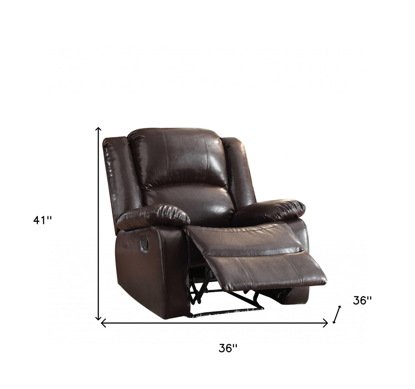 Espresso Pu Recliner By Homeroots | Recliners | Modishstore - 5