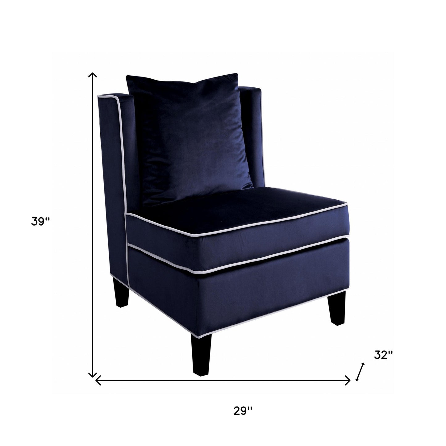 Dark Blue Velvet Accent Chair By Homeroots | Accent Chairs | Modishstore - 4