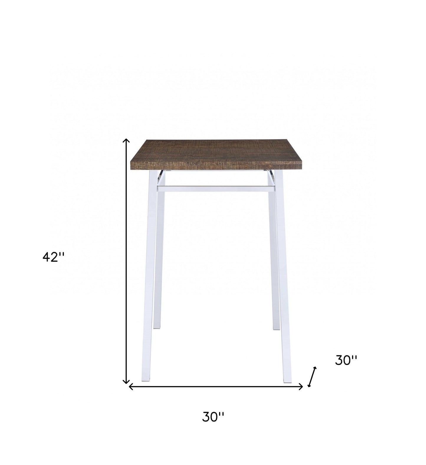 Oak And Chrome Bar Table By Homeroots - 286229 | Bar Tables | Modishstore - 4