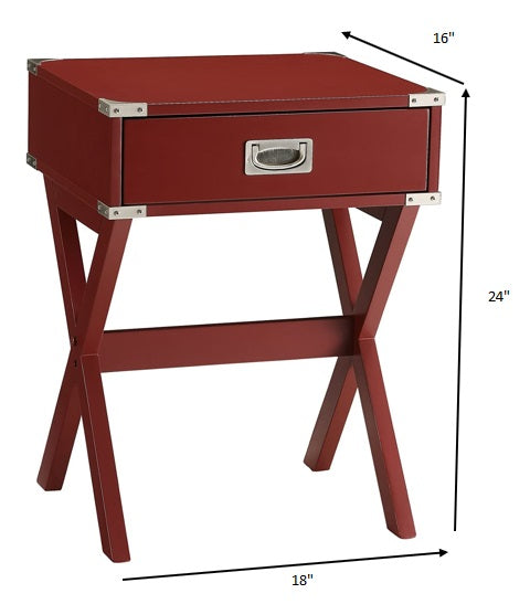 Modern Red X Shape Wooden Storage End Table By Homeroots | End Tables | Modishstore - 3