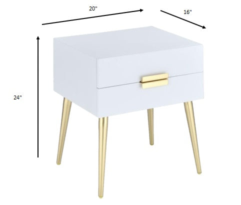 24" Gold And White End Table With Two Drawers By Homeroots | End Tables | Modishstore - 3