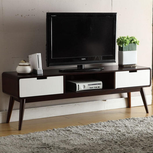 Espresso And White Mdf Tv Stand By Homeroots | TV Stands | Modishstore - 4