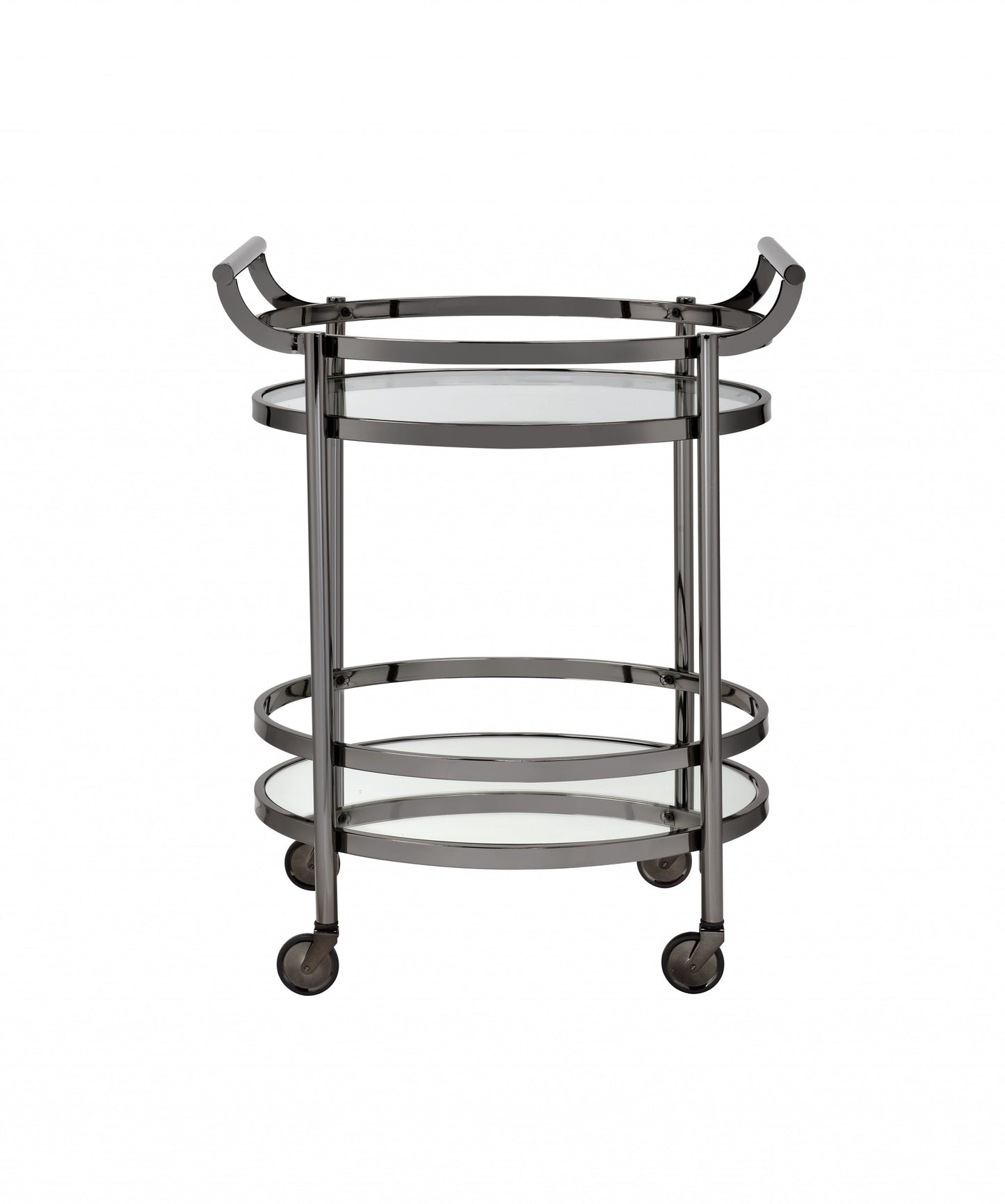 Clear Glass And Black Nickel Serving Cart By Homeroots | Bar Carts | Modishstore