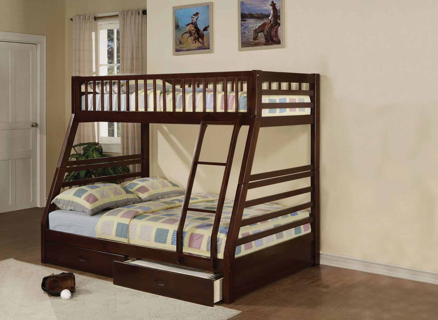 Epresso Pine Wood Twin Over Full Bunk Bed By Homeroots | Beds | Modishstore