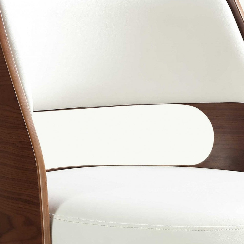 White And Walnut Swivel Adjustable Stool By Homeroots | Stools | Modishstore - 5