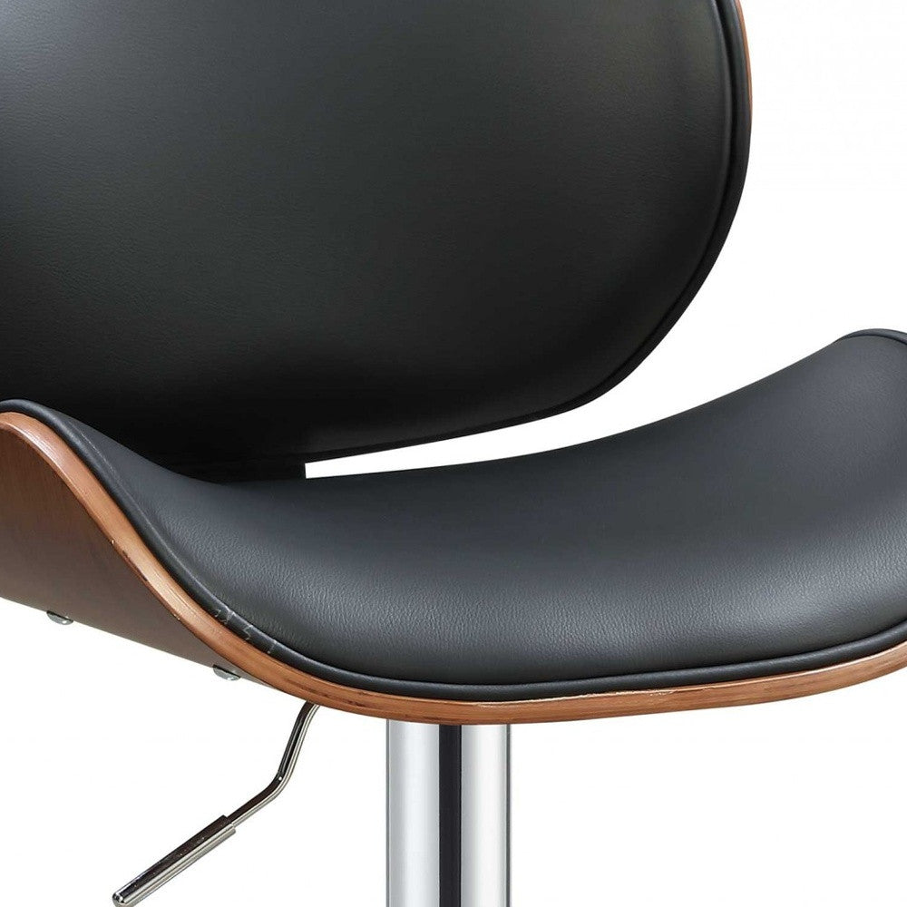 Black And Walnut Adjustable Stool By Homeroots - 286643 | Bar Stools | Modishstore - 5