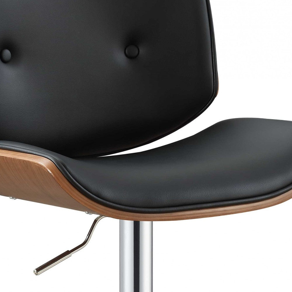 Contemporary Black And Walnut Adjustable Stool By Homeroots | Bar Stools | Modishstore - 5