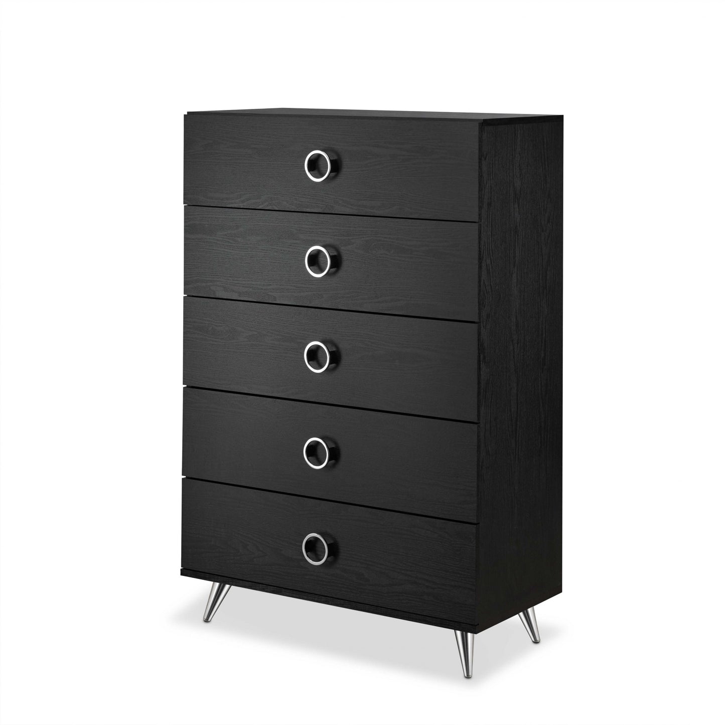 Black And Chrome Particle Board Chest By Homeroots | Drawers | Modishstore