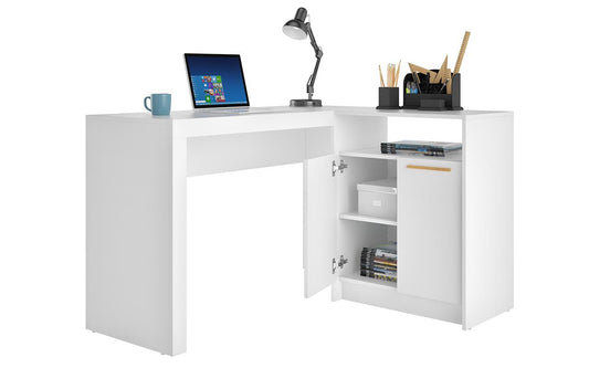 Manhattan Comfort Kalmar L -Shaped Office Desk with Inclusive Cabinet | Desks | Modishstore