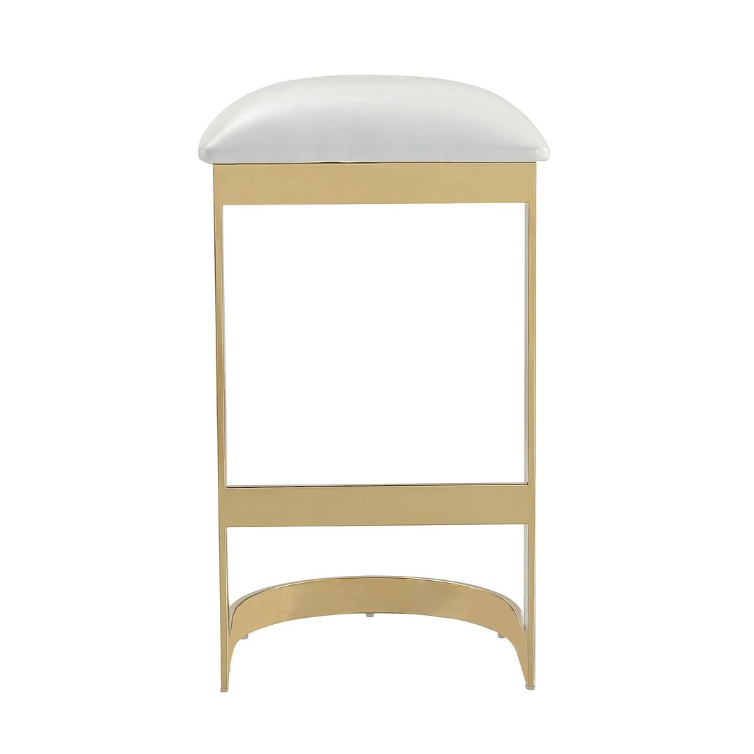 Manhattan Comfort Aura 28.54 in. White and Polished Brass Stainless Steel Bar Stool (Set of 3) | Bar Stools | Modishstore-3
