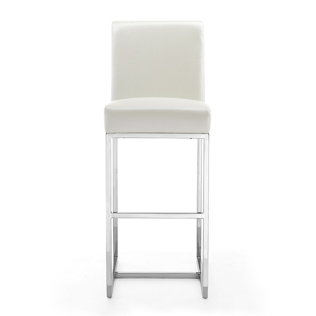 Manhattan Comfort Element 42.13 in. Pearl White and Polished Chrome Stainless Steel Bar Stool (Set of 3) | Bar Stools | Modishstore-3