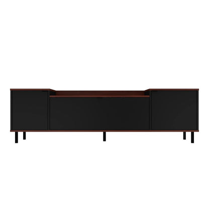 Manhattan Comfort Mosholu 66.93 TV Stand with 3 Shelves in Black and Nut Brown | TV Stands | Modishstore-2