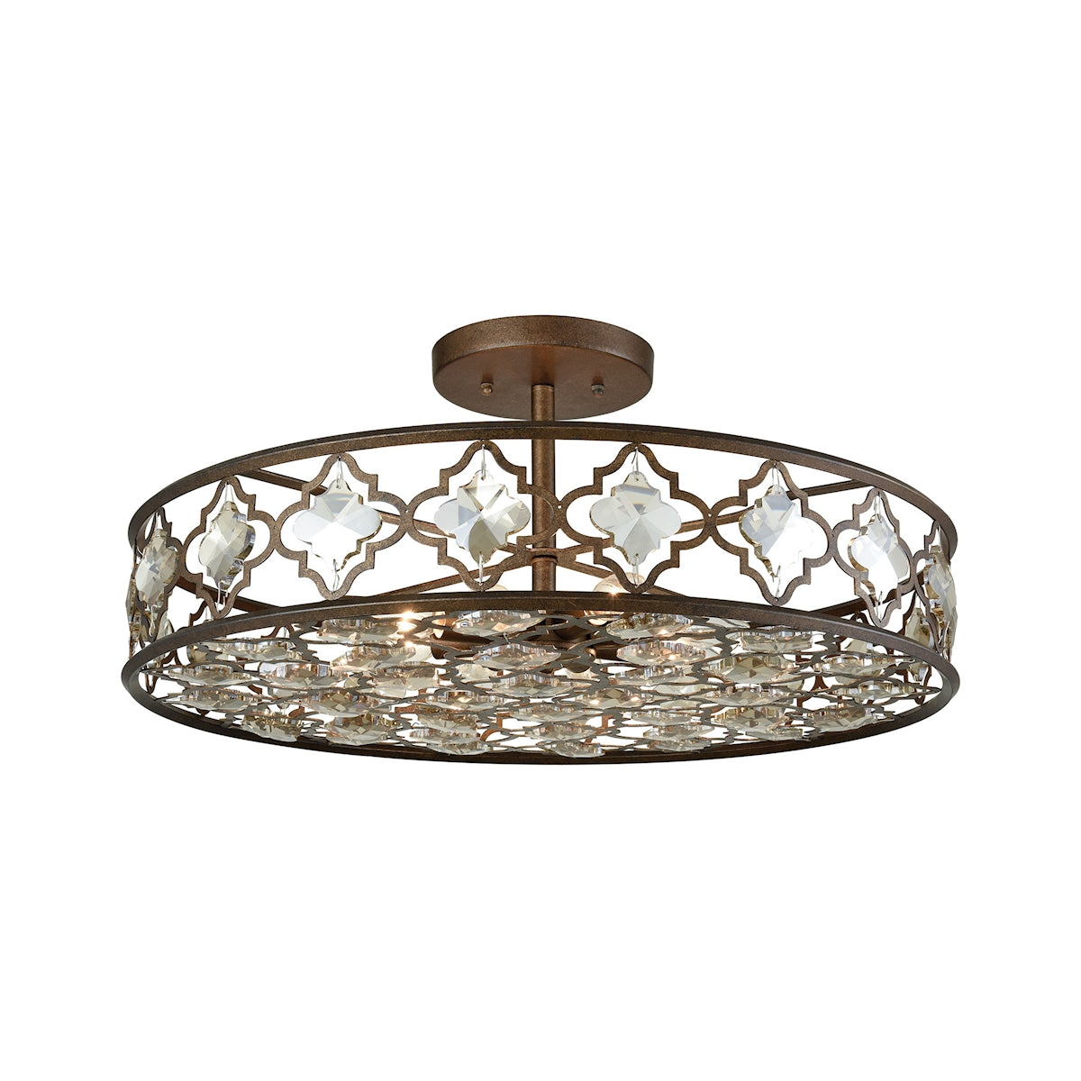 Armand 8-Light Semi Flush in Weathered Bronze with Champagne-plated Crystals ELK Lighting | Ceiling Lamps | Modishstore