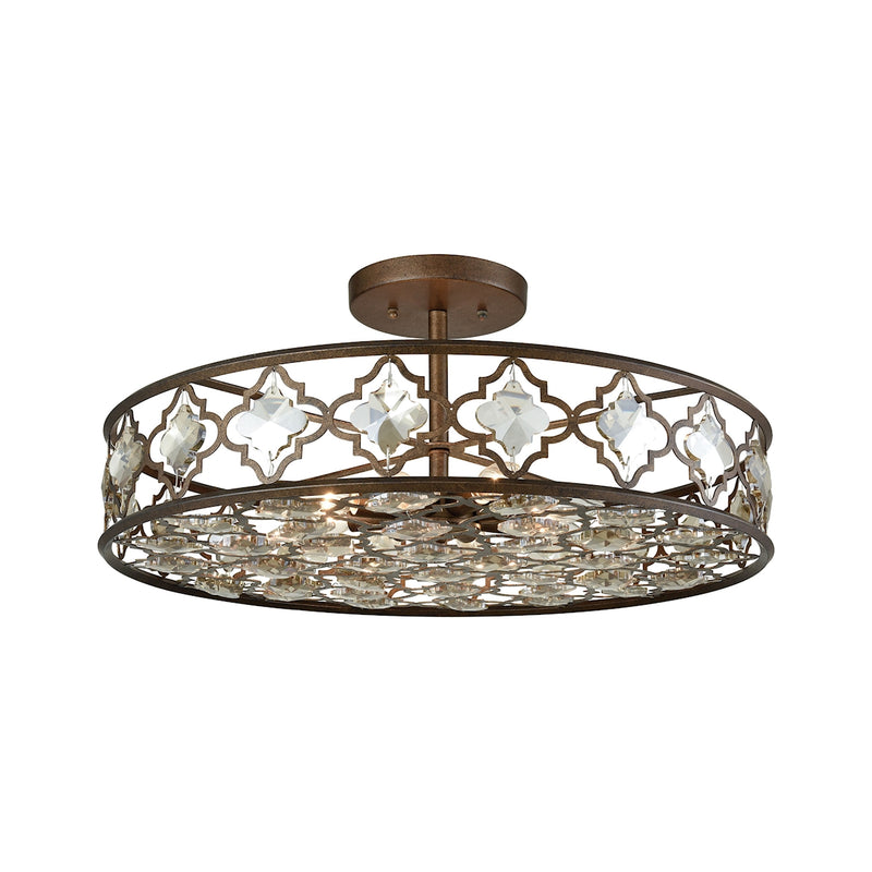 Armand 8-Light Semi Flush in Weathered Bronze with Champagne-plated Crystals ELK Lighting | Ceiling Lamps | Modishstore