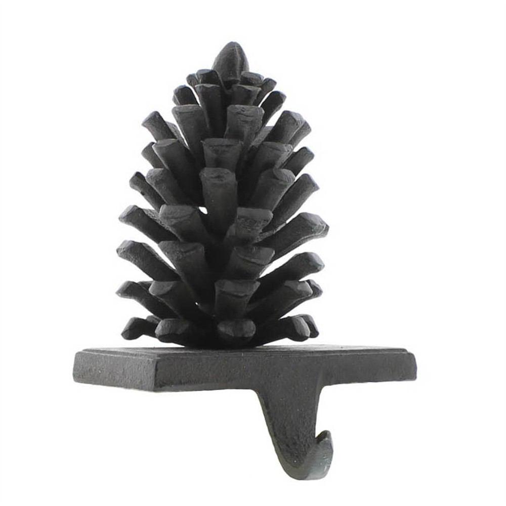 HomArt Pinecone Stocking Holder - Cast Iron - Brown - Set of 4-2