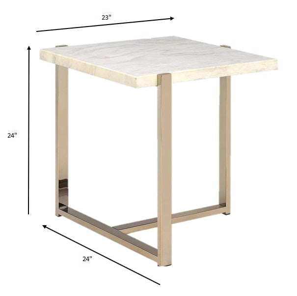 Chrome And White Metal Tube End Table By Homeroots | End Tables | Modishstore - 5