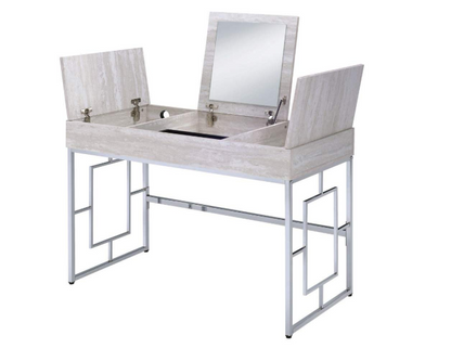 Modern Chic Whitewash Vanity Desk By Homeroots | Vanity Tables | Modishstore