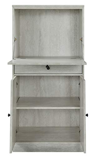 Spacious Wooden Wine Cabinet With Drop Down Storage And Double Door Cabinet, White By Benzara | Cabinets | Modishstore - 2
