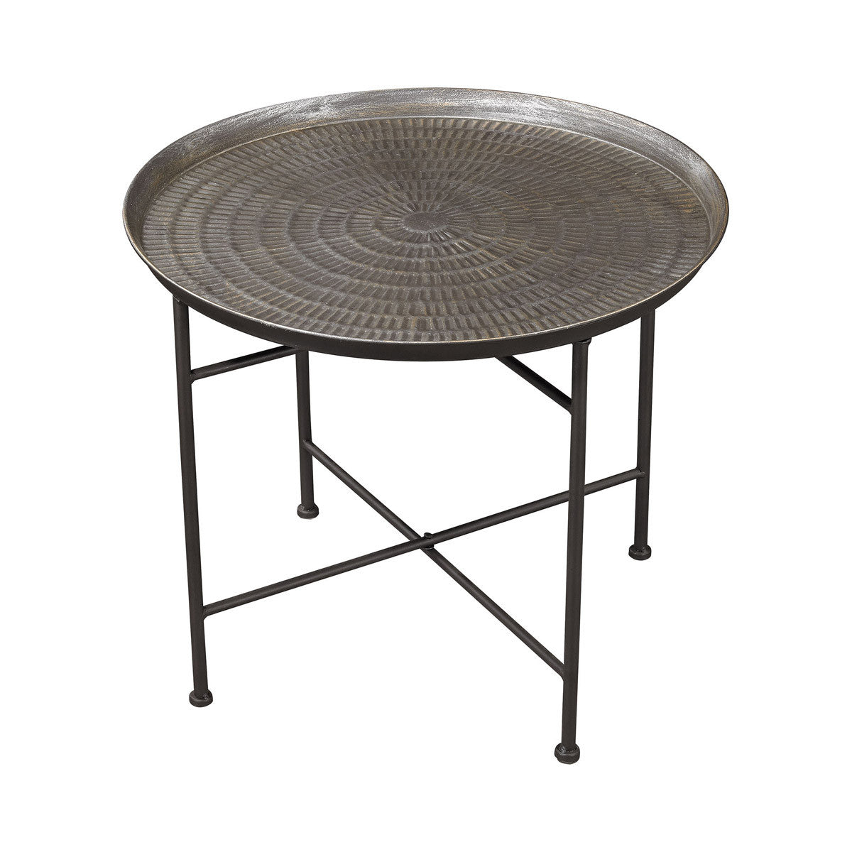 Sterling Industries Embossed Pewter Accent Table | Modishstore | Accent Tables
