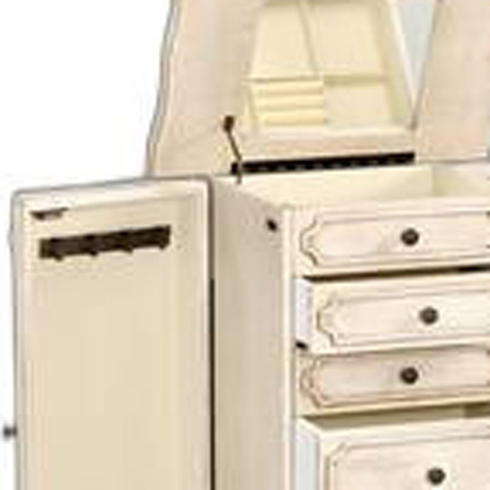 Antique White Mirrored Jewelry Armoire By Homeroots | Armoires & Wardrobes | Modishstore - 6