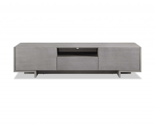 Tv Unit One Middle Drawer And 2 Lid Doors On The Sides All In Grey Oak Venee By Homeroots | TV Stands | Modishstore
