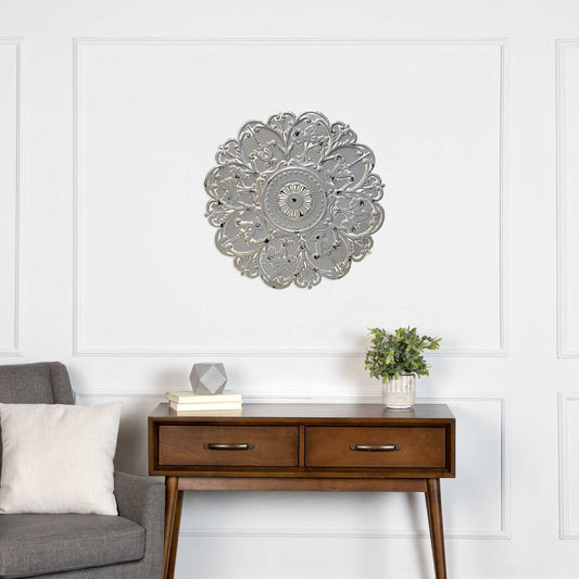 Distressed Floral Metal Medallion Wall Decor By Homeroots | Wall Decor | Modishstore - 2