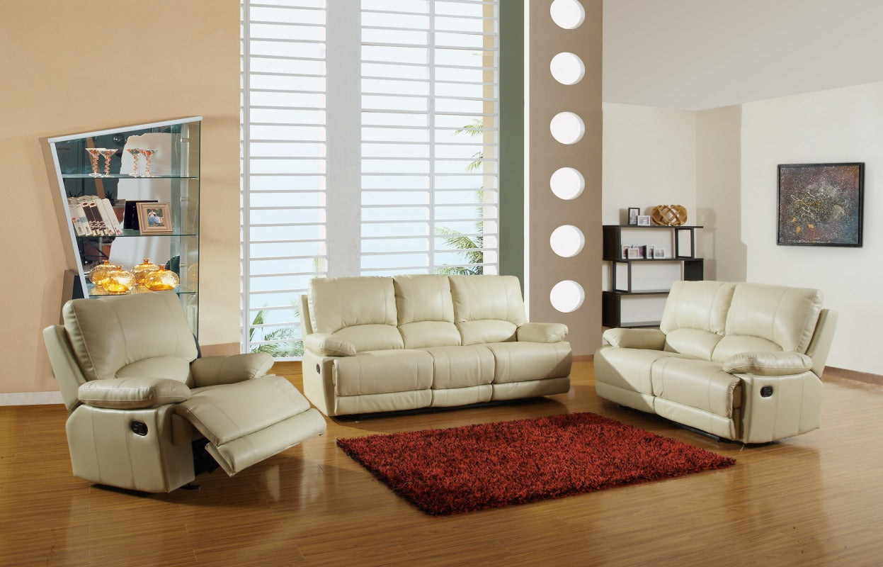 165" Stylish Beige Leather Sofa Set By Homeroots | Sofa Set | Modishstore