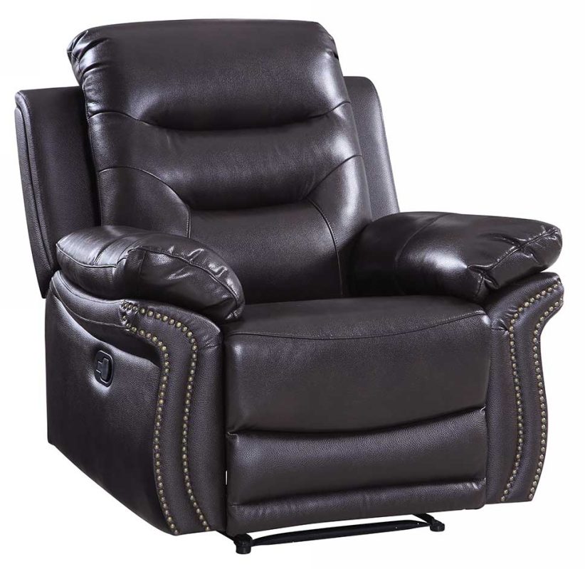 44" Brown Comfortable Leather Recliner Chair By Homeroots | Recliners | Modishstore