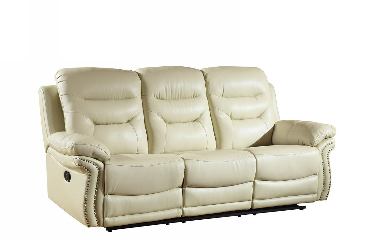 44" Comfortable Beige Leather Sofa By Homeroots