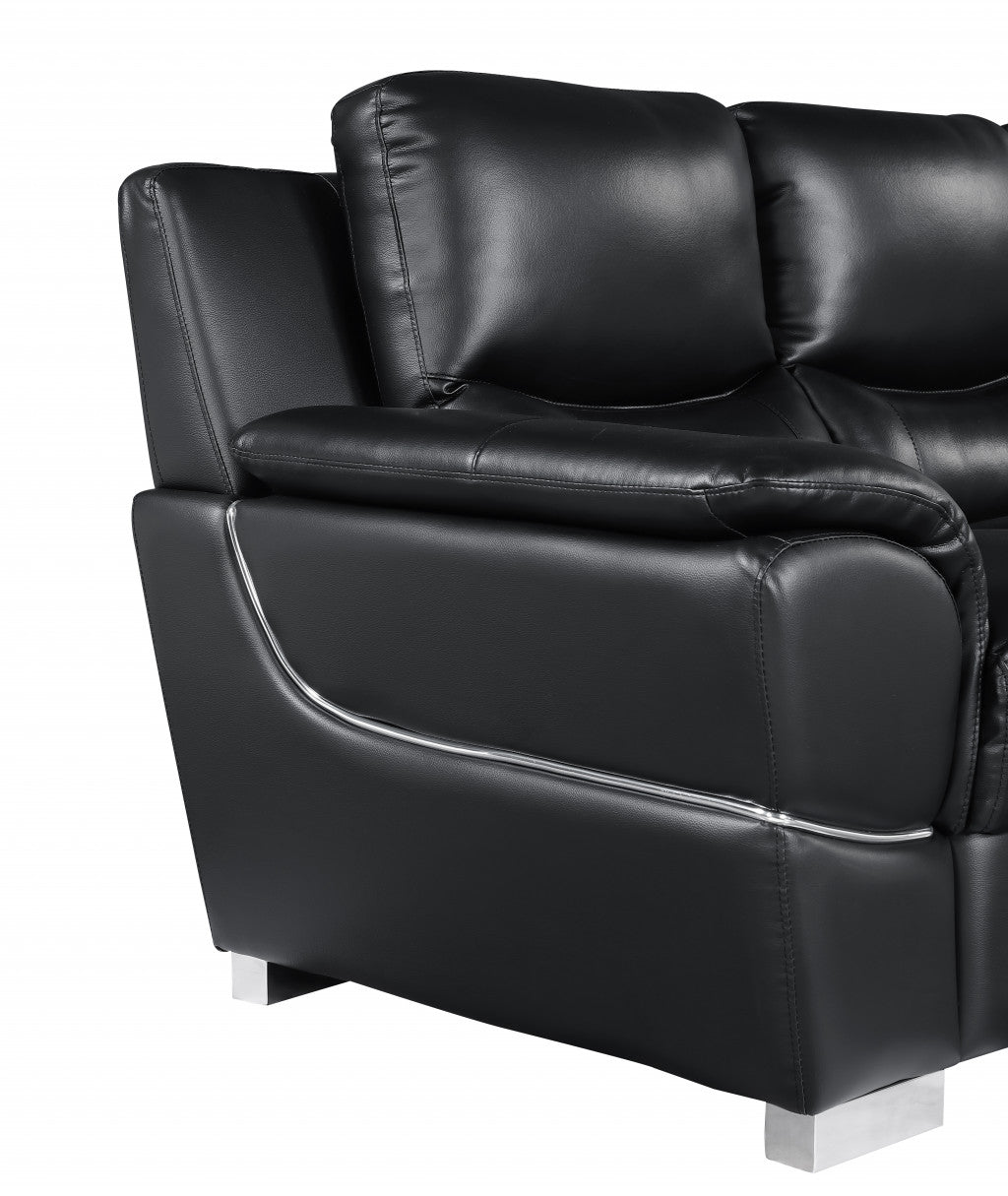 37" Chic Black Leather Sofa By Homeroots | Sofas | Modishstore - 5