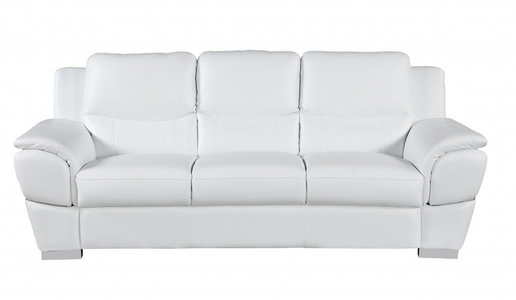 Chic White Leather Sofa Set By Homeroots | Sofa Set | Modishstore - 5