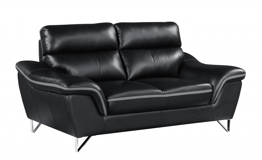 36" Contemporary Black Leather Loveseat By Homeroots | Loveseats | Modishstore - 2