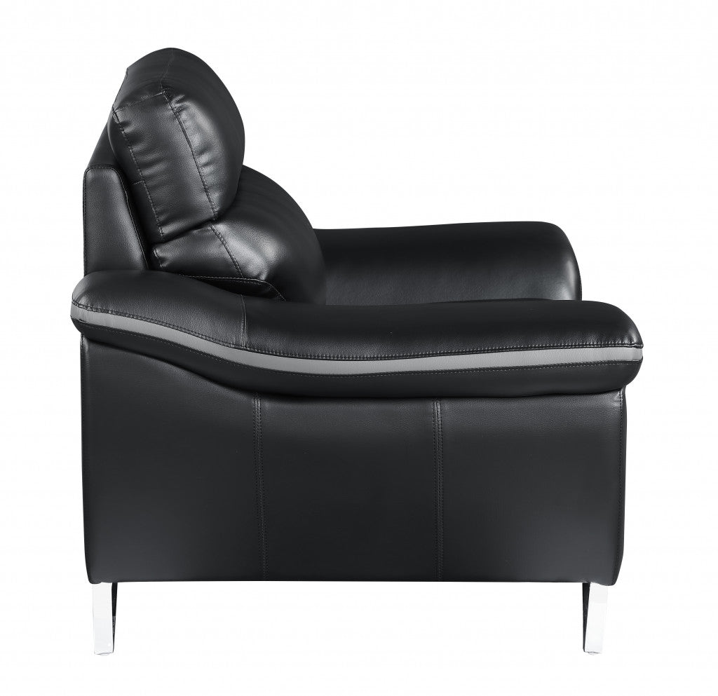 36" Contemporary Black Leather Loveseat By Homeroots | Loveseats | Modishstore - 5