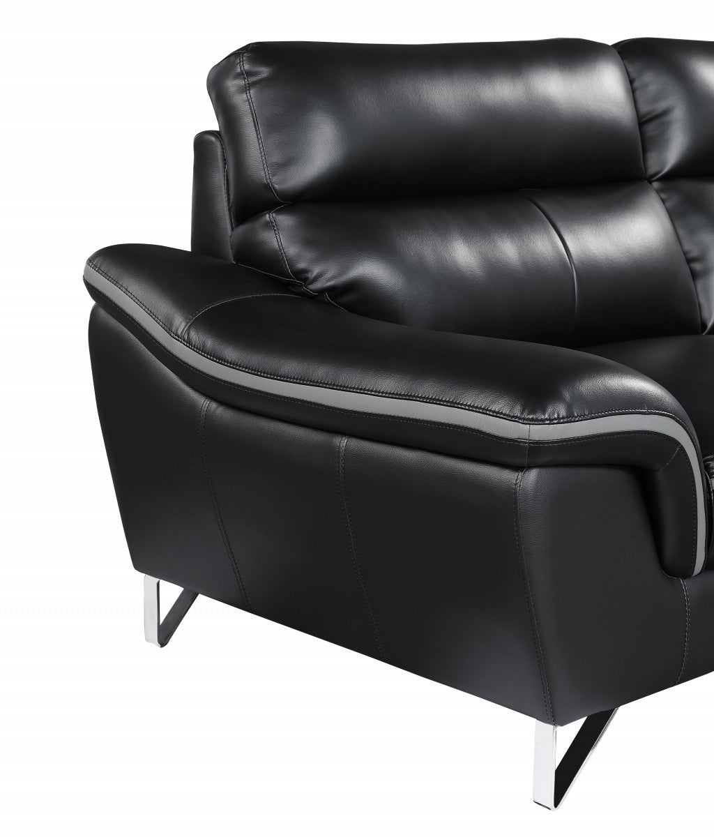 36" Contemporary Black Leather Loveseat By Homeroots | Loveseats | Modishstore - 6