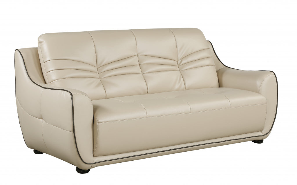36" Elegant Beige Leather Sofa By Homeroots | Sofa Set | Modishstore - 2