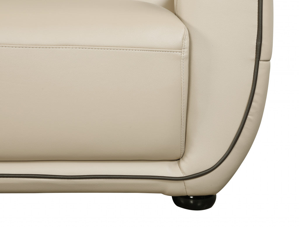 36" Elegant Beige Leather Sofa By Homeroots | Sofa Set | Modishstore - 5