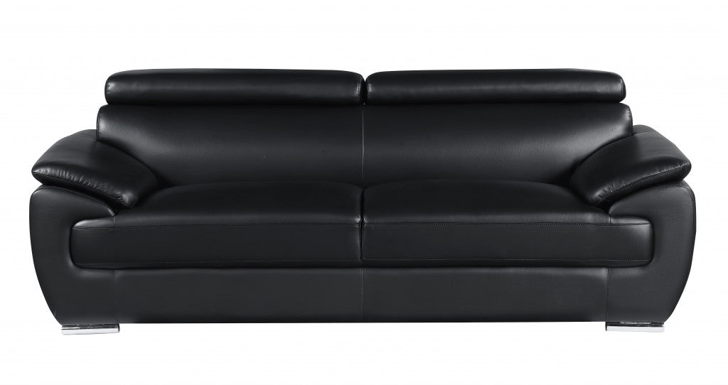 114" Captivating Black Leather Sofa Set By Homeroots | Sofa Set | Modishstore - 5