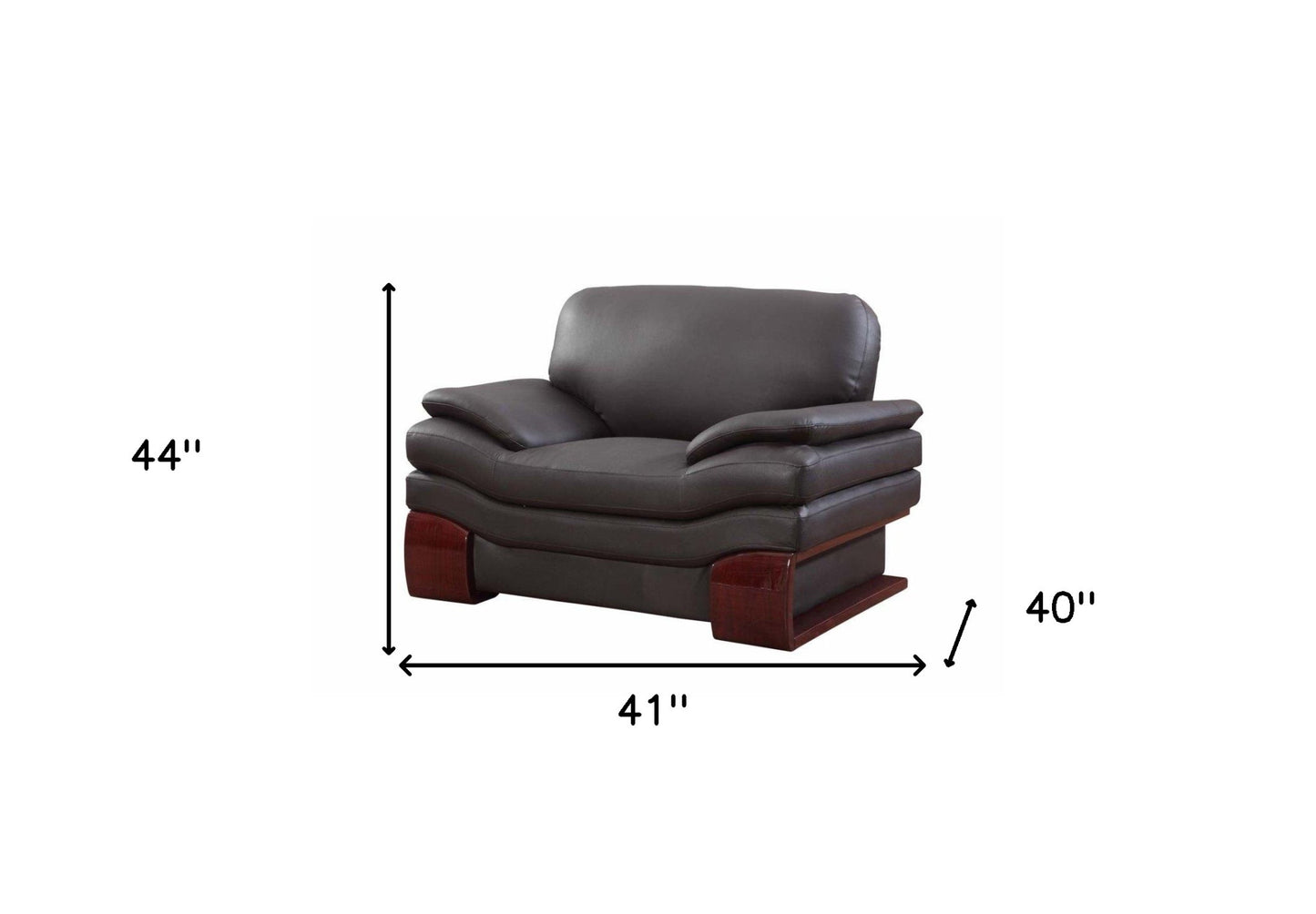 44" Dazzling Brown Leather Chair By Homeroots | Accent Chairs | Modishstore - 5