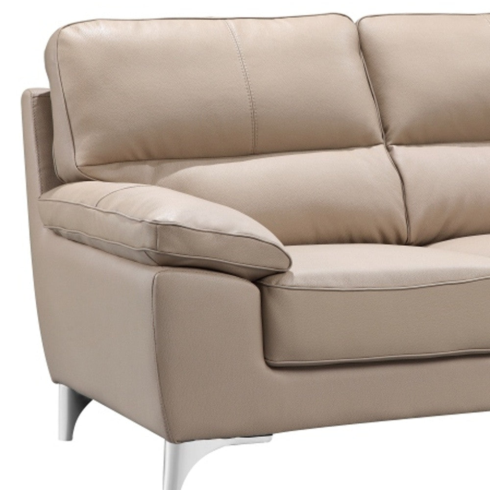 37" Classy Beige Leather Loveseat By Homeroots