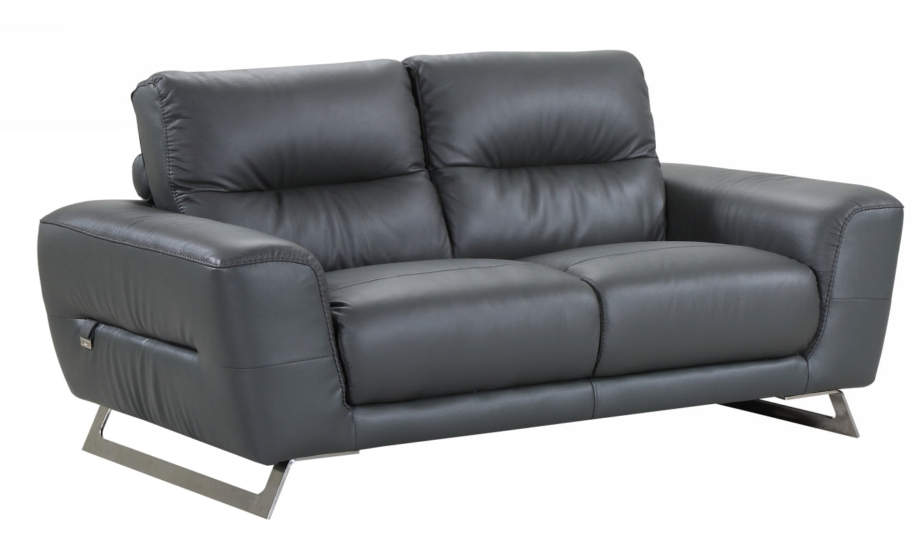 34" Lovely Dark Grey Leather Loveseat By Homeroots | Loveseats | Modishstore