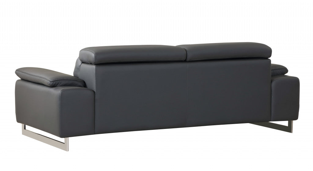 31" Tasteful Dark Grey Leather Sofa By Homeroots | Sofas | Modishstore - 3