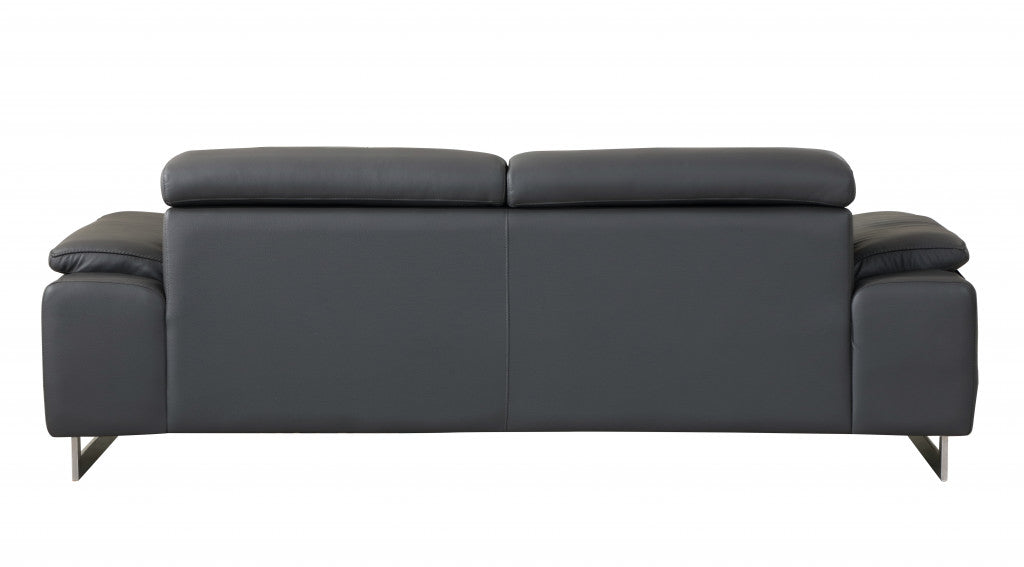31" Tasteful Dark Grey Leather Sofa By Homeroots | Sofas | Modishstore - 4