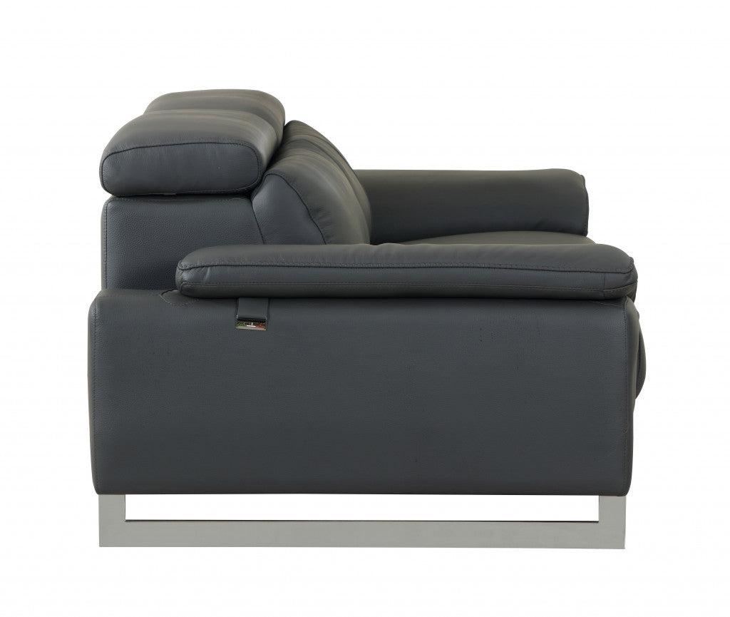 31" Tasteful Dark Grey Leather Sofa By Homeroots | Sofas | Modishstore - 5