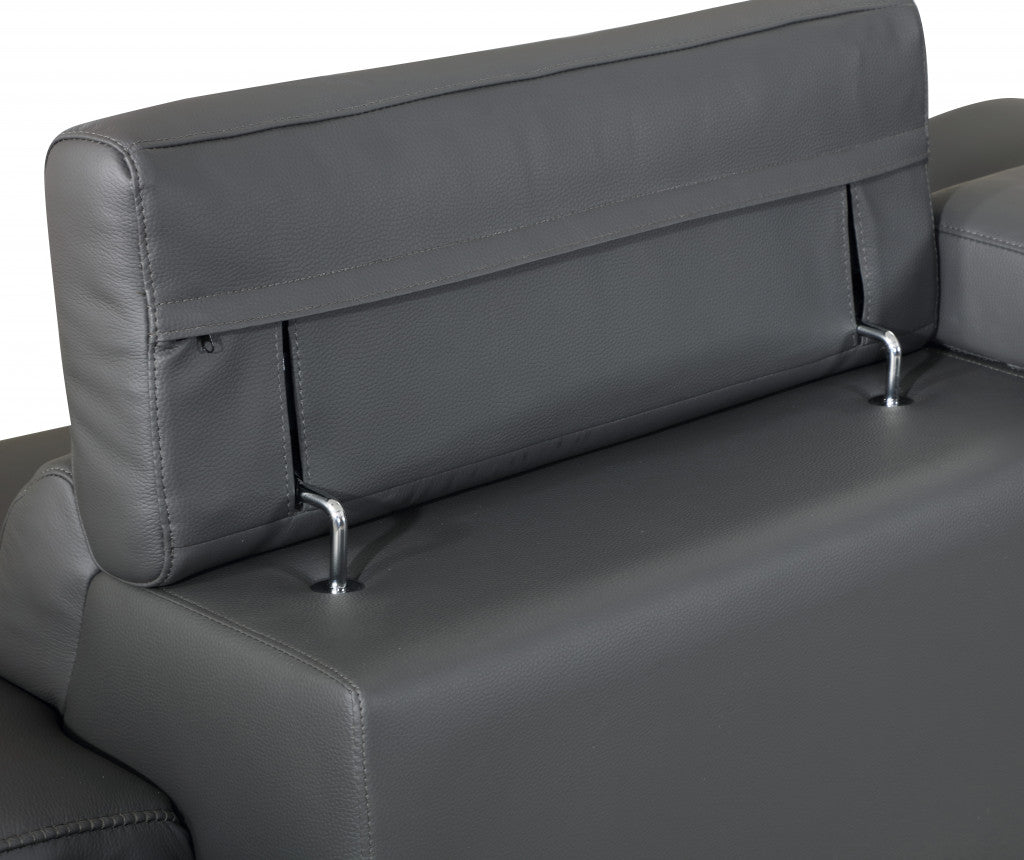 31" Tasteful Dark Grey Leather Sofa By Homeroots | Sofas | Modishstore - 6