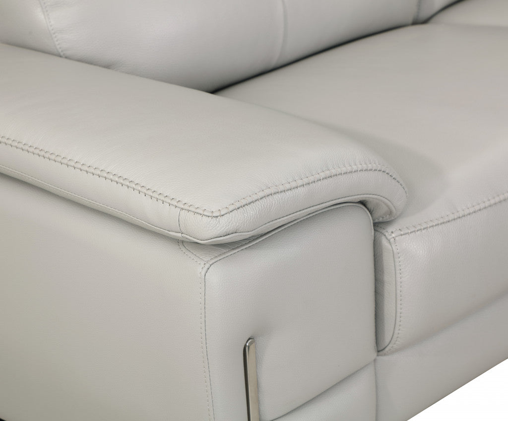 Tasteful Light Grey Genuine Italian Leather Loveseat By Homeroots | Loveseats | Modishstore - 6