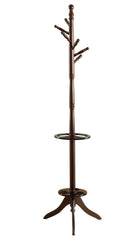 Cherry Wood Coat Rack with  Umbrella Holder By Homeroots