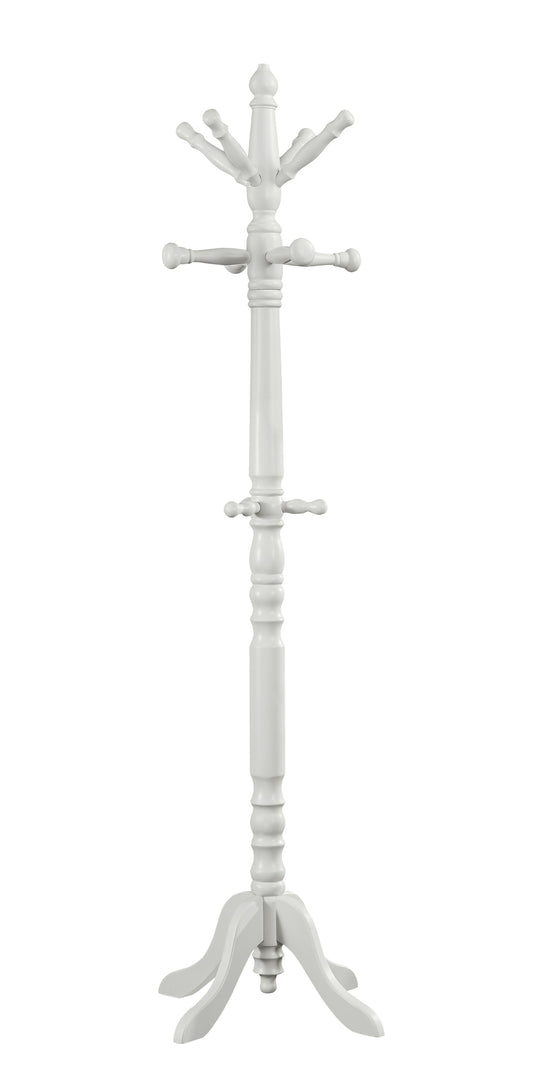 White Solid Wood Coat Rack with Triple Tiered Coat Stand By Homeroots | Coat Racks | Modishstore