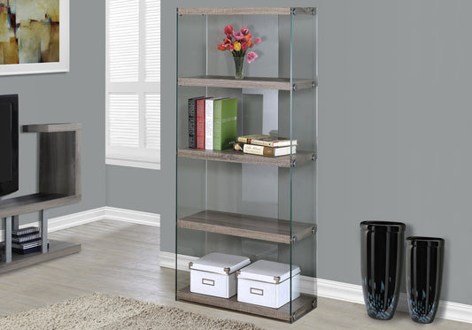 60" Particle Board and Clear Tempered Glass Bookcase By Homeroots | Bookcases | Modishstore