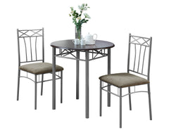 Cappuccino with silver Metal 3Pcs Dining Set By Homeroots