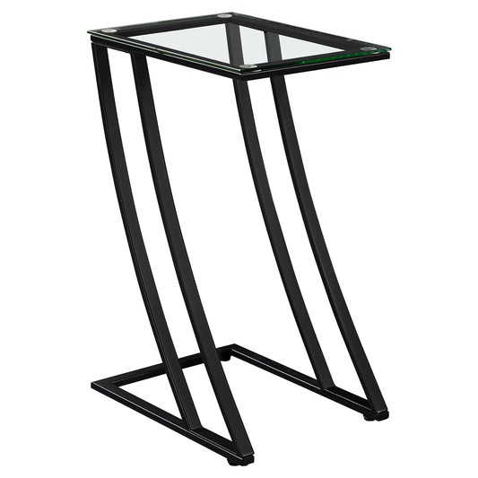 Black Clear Metal Tempered Glass Accent Table By Homeroots - 333020 | Accent Tables | Modishstore